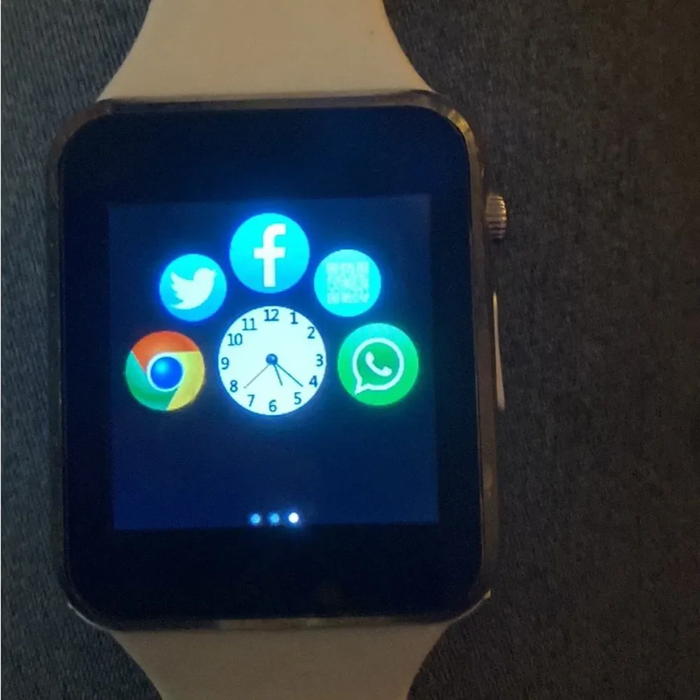 White Smart watch with camera facebook connect, email, text, and music